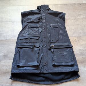 Common Man Black Motorcycle Cargo Vest Size Small S Insulated Fleece Lined